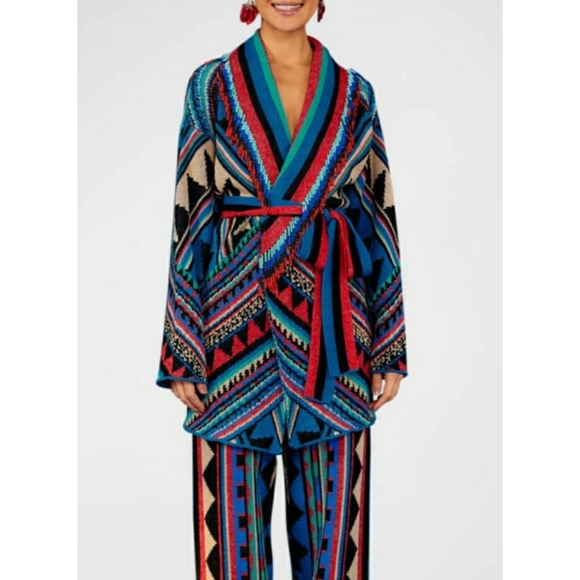 46. Farm Rio Julie Stripes Embroidered Cardigan - Picture 3 of 16